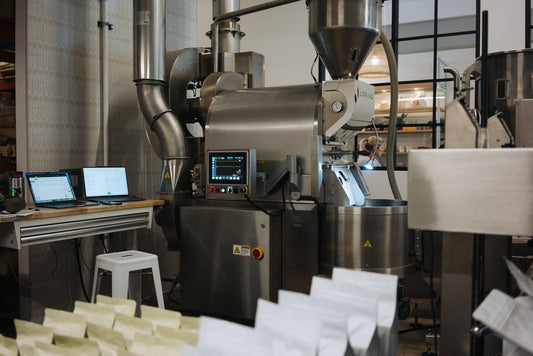 The Loring Kestrel 35 on the roastery floor